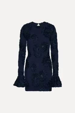 3d Mesh Mini Dress Dark Blue