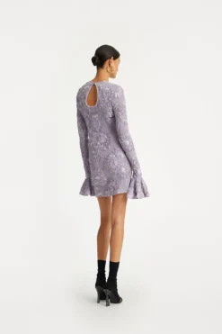 3d Mesh Mini Dress Purple