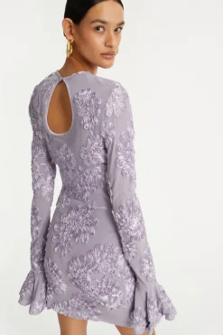 3d Mesh Mini Dress Purple