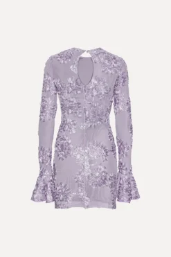3d Mesh Mini Dress Purple