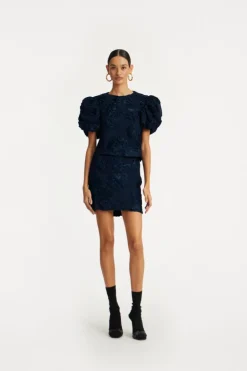 3d Mesh Mini Skirt Dark Blue