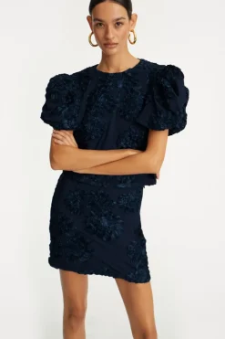 3d Mesh Mini Skirt Dark Blue