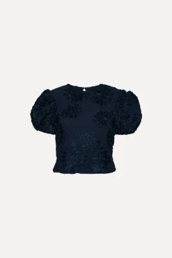 3d Mesh Sleeveless Top Dark Blue