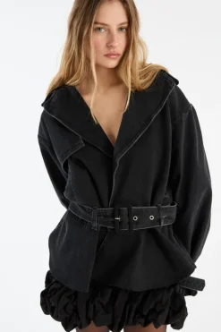 Denim Biker Jacket Black
