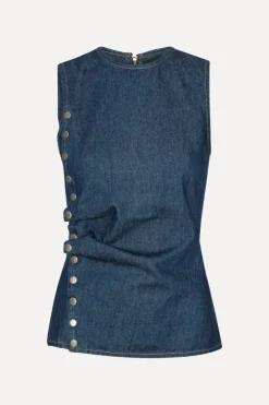 Denim Buttoned Top Dark Blue