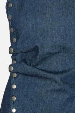 Denim Buttoned Top Dark Blue