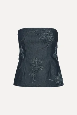 Denim Sleeveless Top Dark Blue