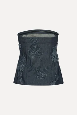 Denim Sleeveless Top Dark Blue