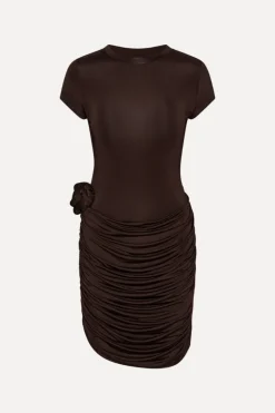 Draped Mini Dress Dark Brown