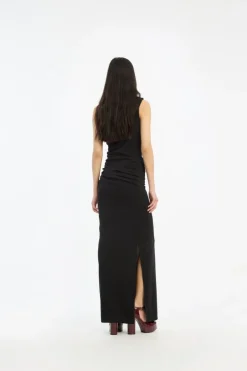 Draped One Shoulder Dress Black