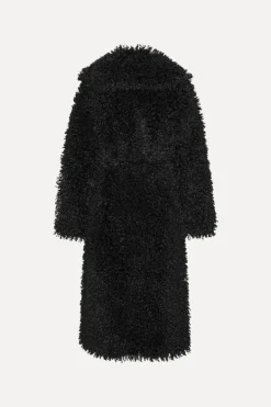 Faux Fur Belted Coat Black