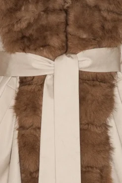 Faux Fur Collar Coat Beige