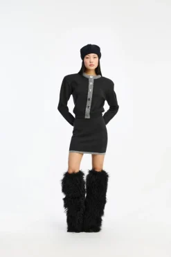 Firm Knit Cardigan Dark Grey