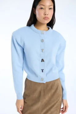 Firm Knit Cardigan Light Blue