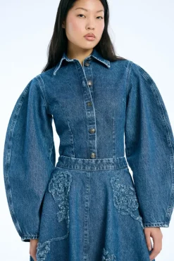 Fitted Denim Shirt Medium Blue