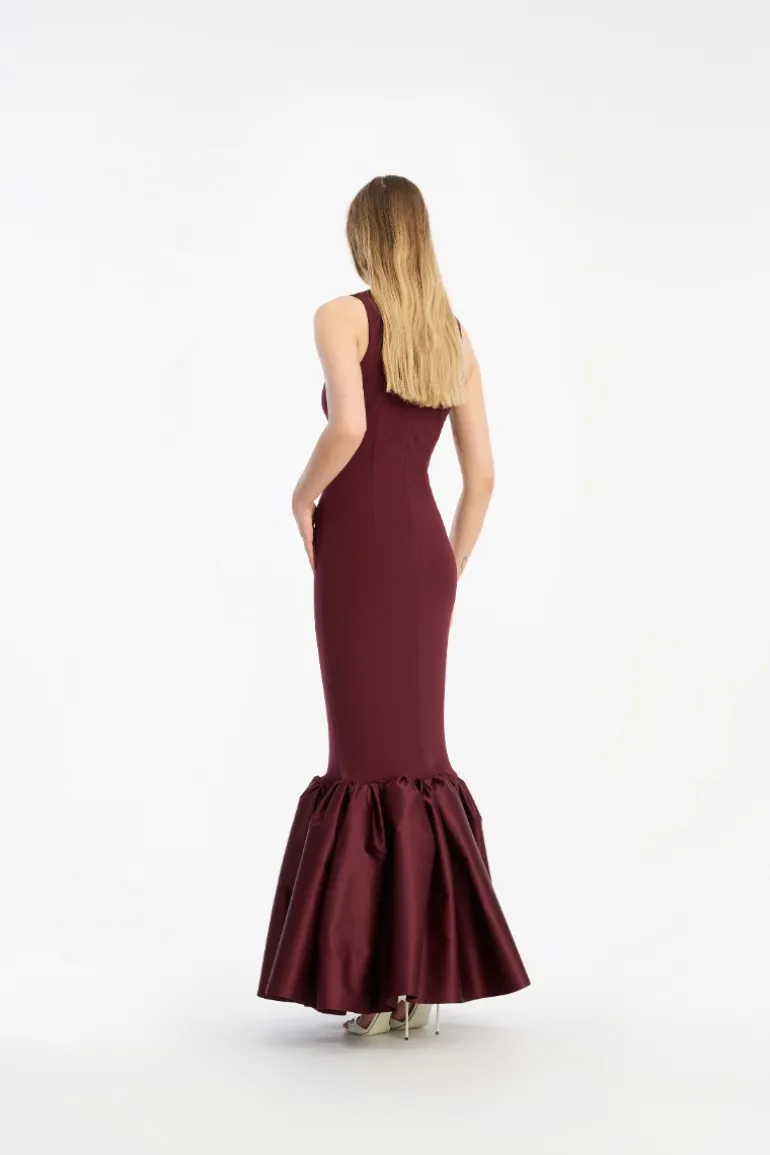 Fitted Maxi Dress Burgundy