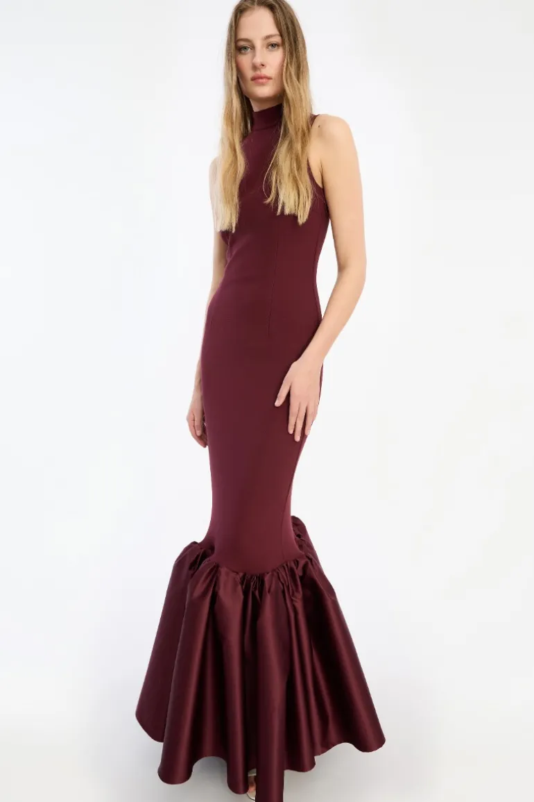 Fitted Maxi Dress Burgundy