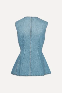 Flared Denim Top Blue