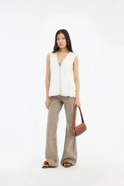 Flared Highwaisted Jeans Taupe