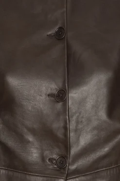 Flared Leather Jacket Dark Brown