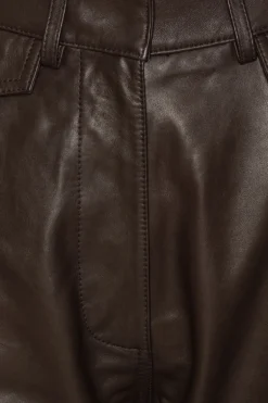 Flared Leather Pants Dark Brown