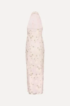 Flower Beads Maxi Dress Light Pink