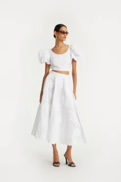 Flower Maxi Skirt Bright White