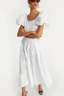 Flower Maxi Skirt Bright White