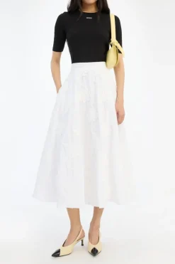 Flower Maxi Skirt Bright White