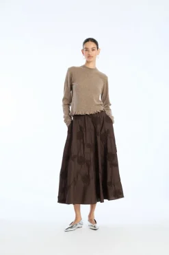 Flower Maxi Skirt Dark Brown