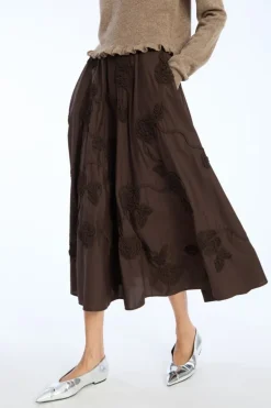 Flower Maxi Skirt Dark Brown