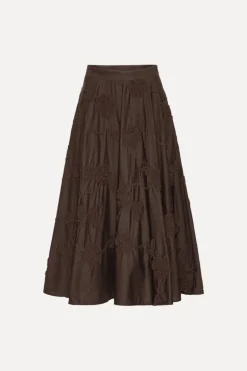 Flower Maxi Skirt Dark Brown