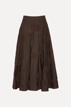 Flower Maxi Skirt Dark Brown