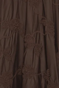 Flower Maxi Skirt Dark Brown