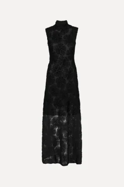 Flower Mesh Maxi Dress Black