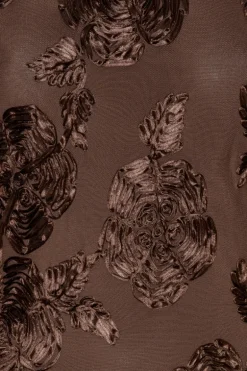 Flower Mesh Mini Dress Dark Brown
