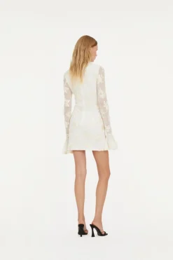 Flower Mesh Mini Dress White