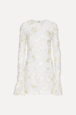 Flower Mesh Mini Dress White