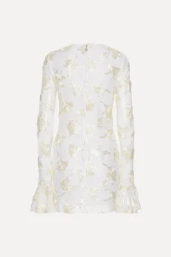 Flower Mesh Mini Dress White