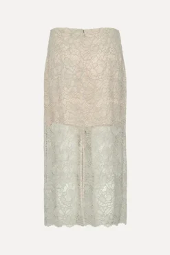 Flower Mesh Pencil Skirt Light Grey