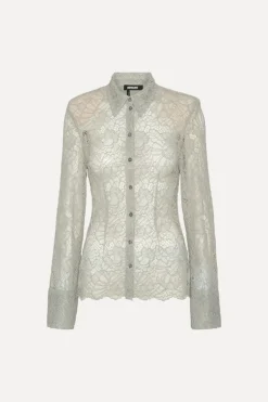 Flower Mesh Shirt Light Grey