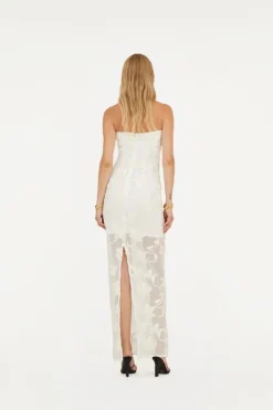 Flower Mesh Tube Dress White