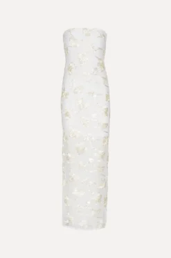 Flower Mesh Tube Dress White