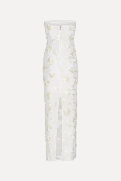 Flower Mesh Tube Dress White