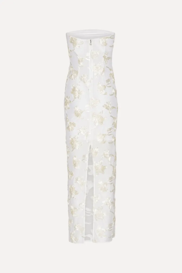 Flower Mesh Tube Dress White