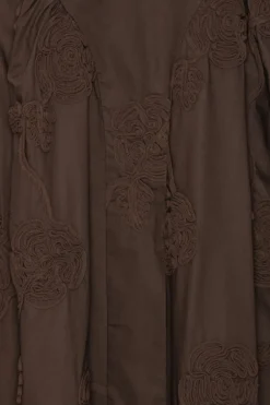 Flower Midi Dress Dark Brown