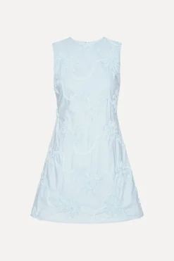 Flower Mini Flared Dress Light Bue