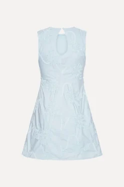 Flower Mini Flared Dress Light Bue