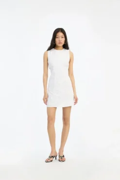 Flower Mini Flared Dress Bright White