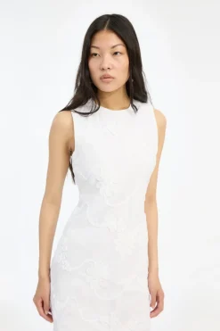 Flower Mini Flared Dress Bright White